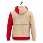 NSW streetwear hoodie two-tone red and tan hood with red drawcord