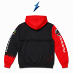 NSW Wholesale Graphic Hoodies in red and black with a white wolf front graphic