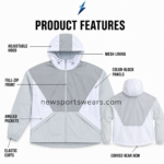 NSW New Sports Wear Windbreaker Jacket opened to show pale-grey mesh lining and stitched interior panels