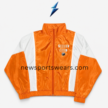 NSW New Sports Wear orange and white Windbreaker Tracksuit Set front view