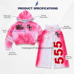 NSW Women’s Sweatsuit Manufacturers pink-and-white cropped hoodie and wide-leg sweatpants set
