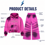 NSW women’s tracksuit set in pink and plum with rhinestone chest graphic