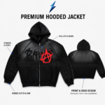 NSW Zip Up Hoodie close-up with black Gothic lettering and red flame graphic