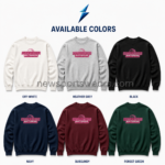 NSW sweatshirt manufacturer six-color crewneck range with matching magenta chest logos