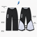 Close-up of NSW Tearaway Pants featuring a gathered elastic waistband and black drawstring