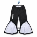 New Sports Wear Tearaway Pants with full-length side zippers opened to reveal white lining